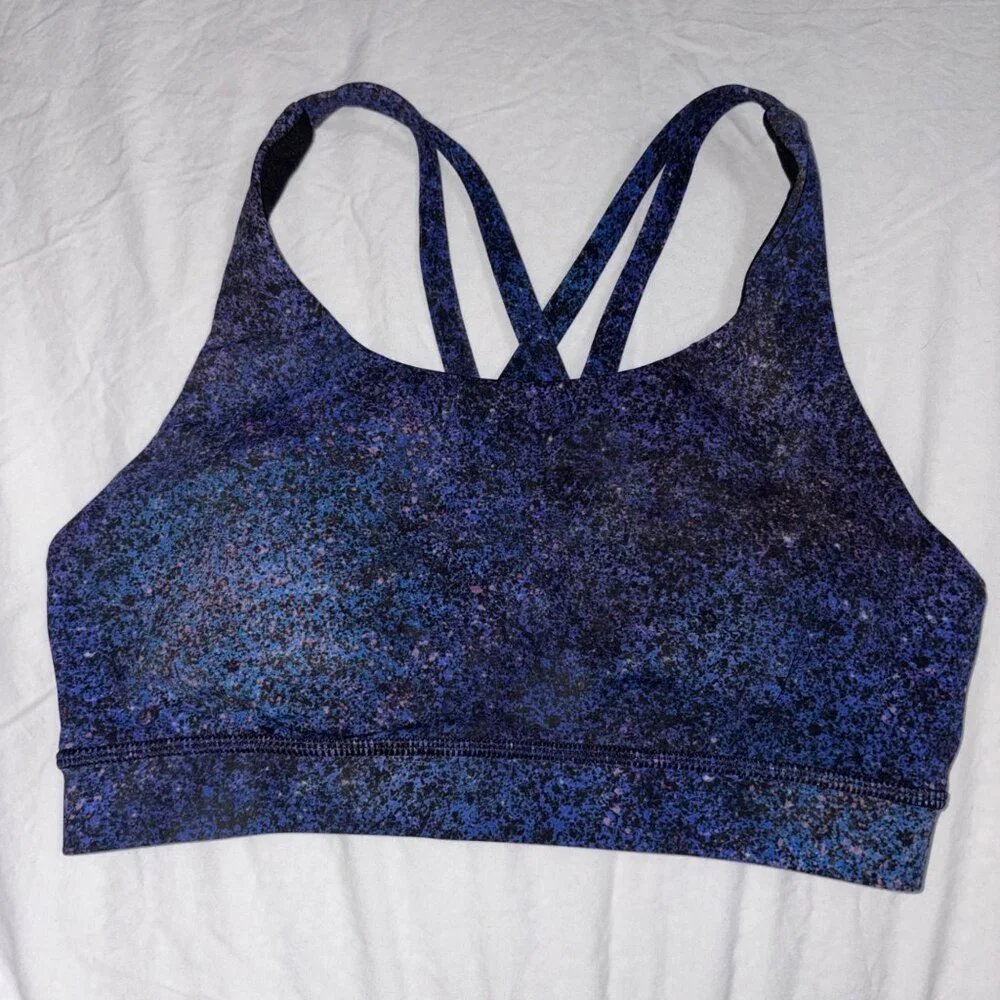 EXCELLENT Lululemon Energy Sports Yoga Bra Nulux Medium Support Purple Blue 4 - Picture 9 of 10